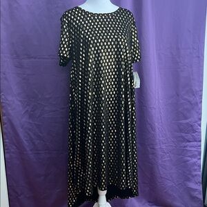 Black and Gold Geometric Midi Dress